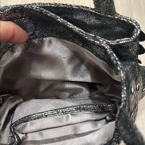 Sequin Embellished Black and Silver Handbag - Picture 3 of 4